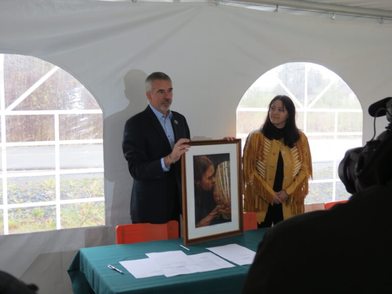 Chief and Mayor Gifting Mother Earth Artwork