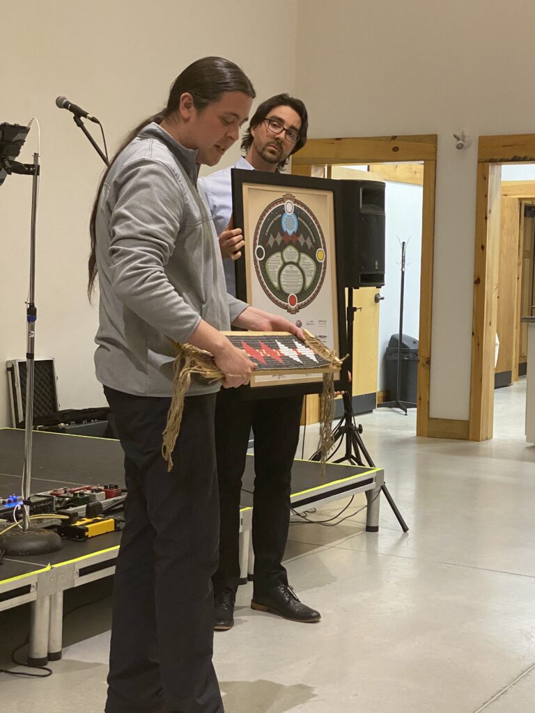 Jack and Josh with Wampum and Freindship Accord