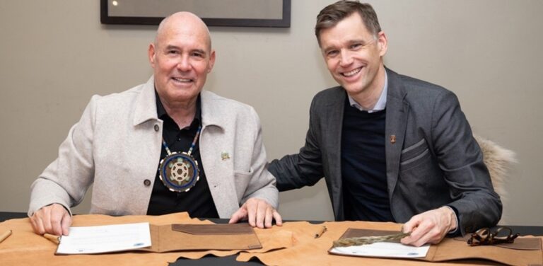 Grand-Chief Pierre Picard and Mayor Bruno Marchand signed the Letter of Intent in February 2025