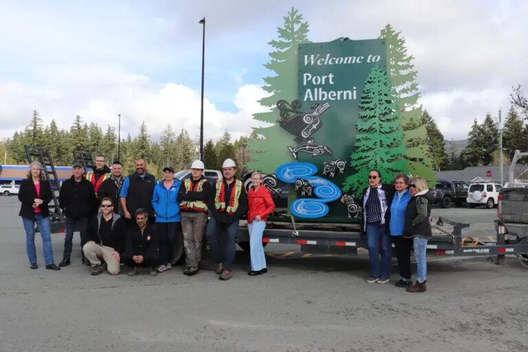 Welcome to Port Alberni - Sign on the Trailer